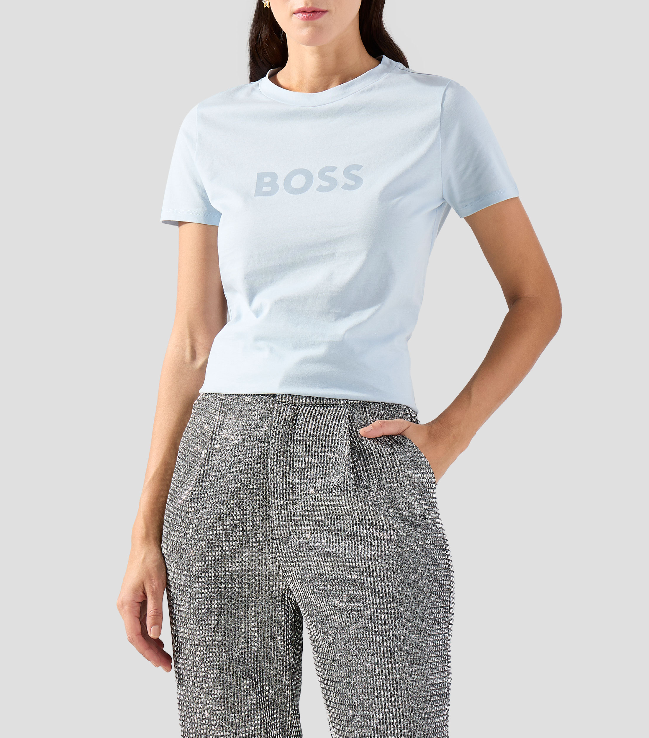 Playera cuello redondo manga corta lisa Mujer